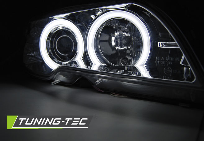 Headlights BMW E46 Coupe Cabrio 03-06 Xenon CCFL Angel Eyes Chrome – náhľad 3