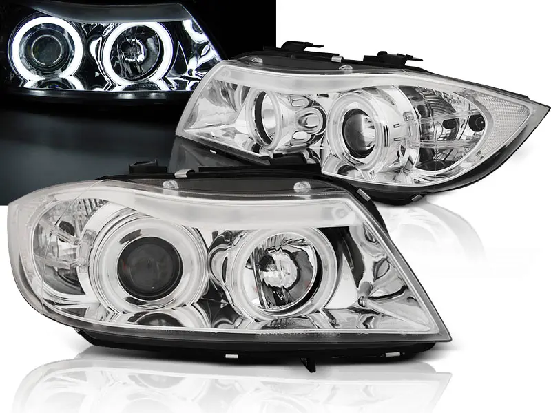 Headlights BMW E90 E91 05-08 CCFL Angel Eyes Chrome