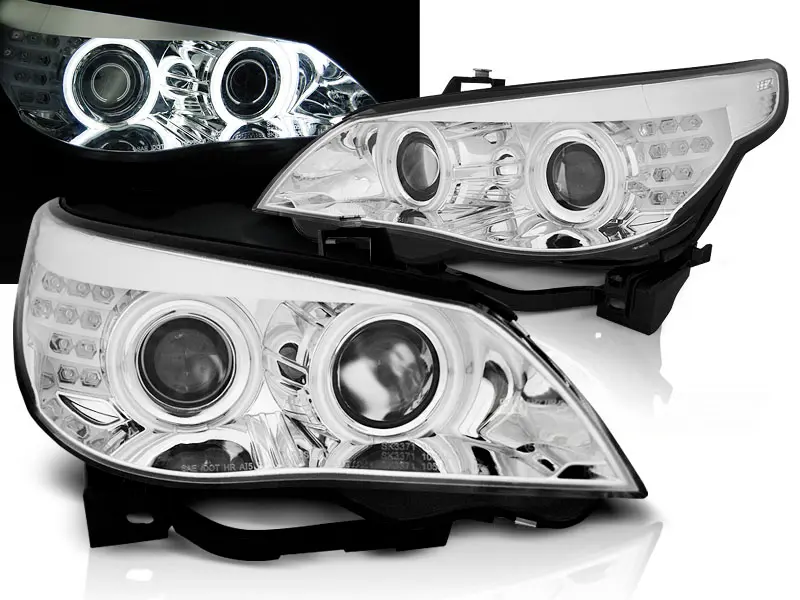 Headlights BMW E60 E61 03-07 CCFL Angel Eyes Chrome