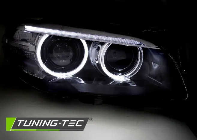 Headlights BMW F10/F11 10-13 Angel Eyes Black – náhľad 3