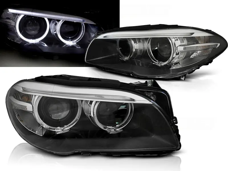Headlights BMW F10/F11 10-13 Angel Eyes Black