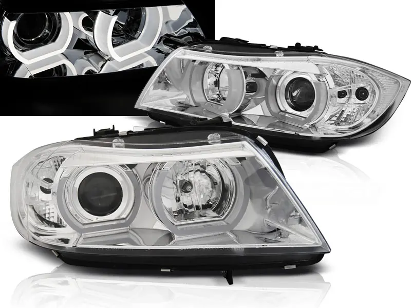 Headlights BMW E90 E91 05-08 U-Type 3D Chrome