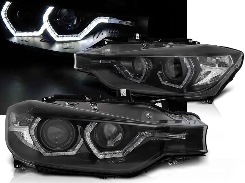 Headlights BMW F30/F31 11-15 DRL LED Angel Eyes Black