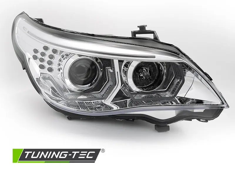 Headlights BMW E60 E61 03-07 3D Angel Eyes Chrome – náhľad 2