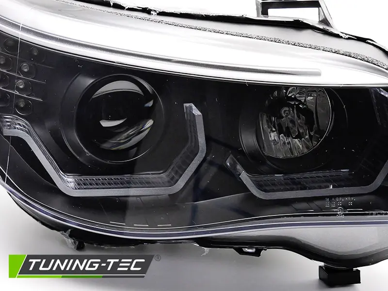 Headlights BMW E60 E61 03-07 3D Angel Eyes Black – náhľad 3