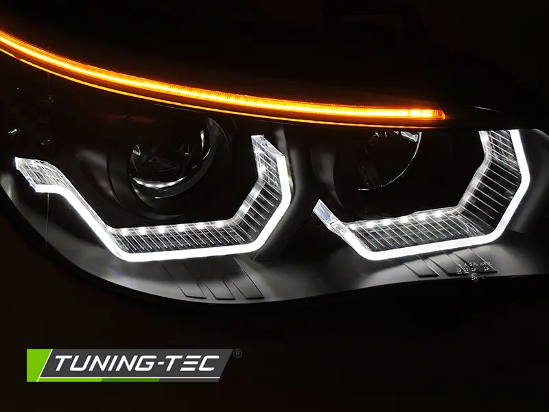 Headlights BMW E60 E61 03-07 3D Angel Eyes Black – náhľad 5