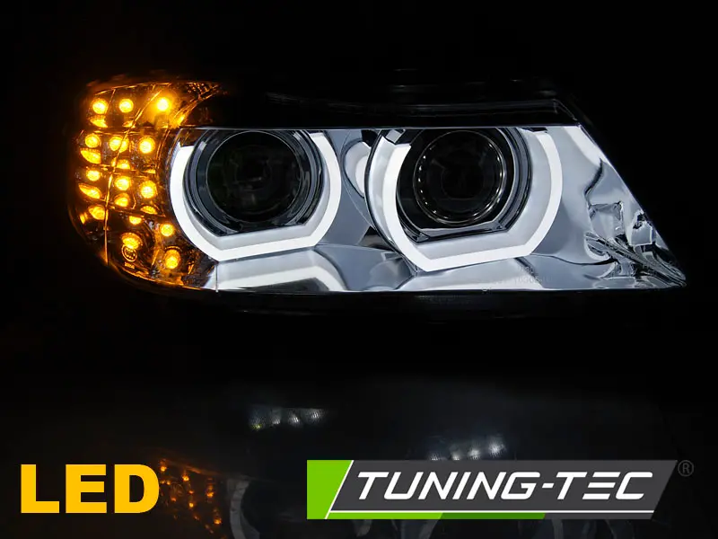 Headlights BMW E90 E91 LCI 09-11 3D Angel Eyes Chrome – náhľad 5