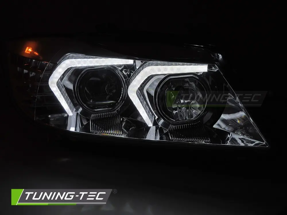 Headlights BMW E90 E91 05-08 Angel Eyes Chrome – náhľad 2