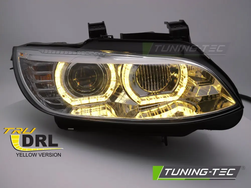 Headlights BMW E92 E93 LCI 10-13 Xenon Angel Eyes Chrome Yellow – náhľad 2