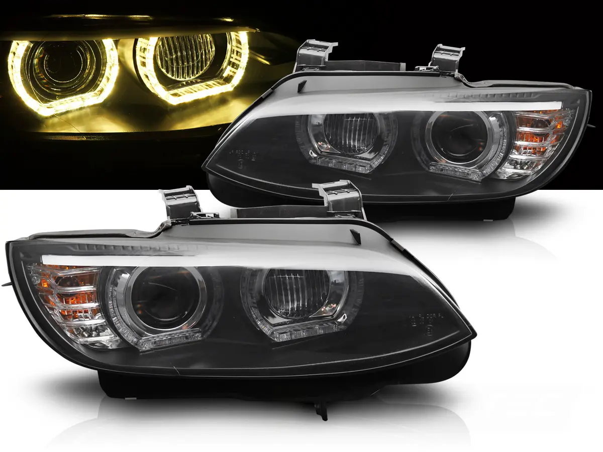 Headlights BMW E92 E93 LCI 10-13 Xenon Angel Eyes Black Yellow