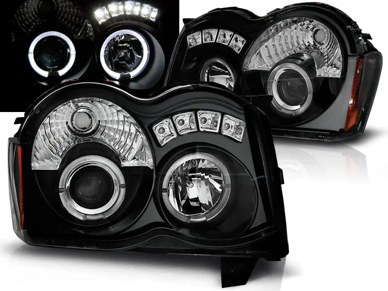 Headlights Jeep Grand Cherokee 08-10 Angel Eyes Black