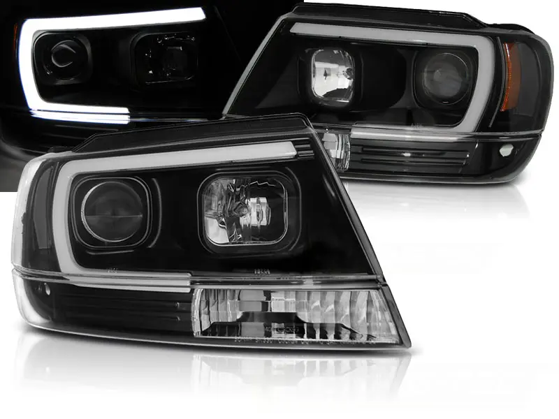 Headlights Jeep Grand Cherokee WJ 99-05 Tube Light Black