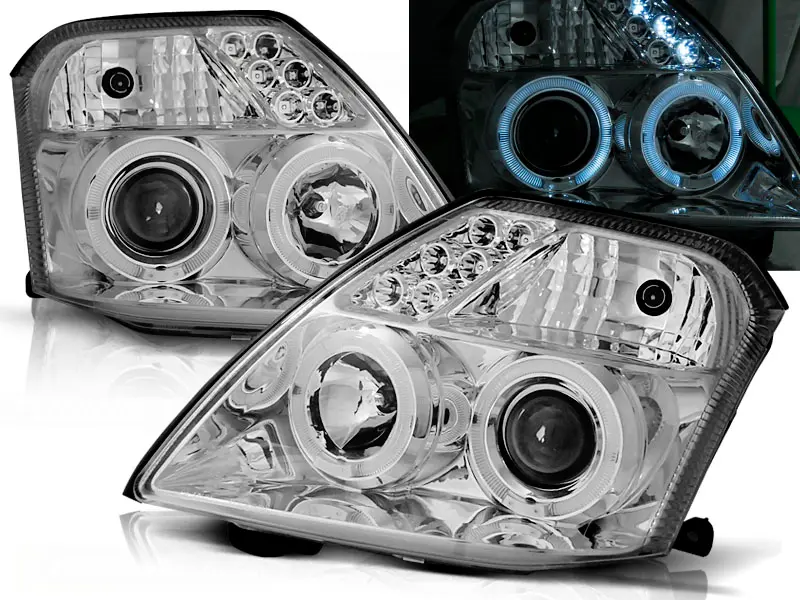 Headlights Citroën C2 03-10 Angel Eyes Chrome