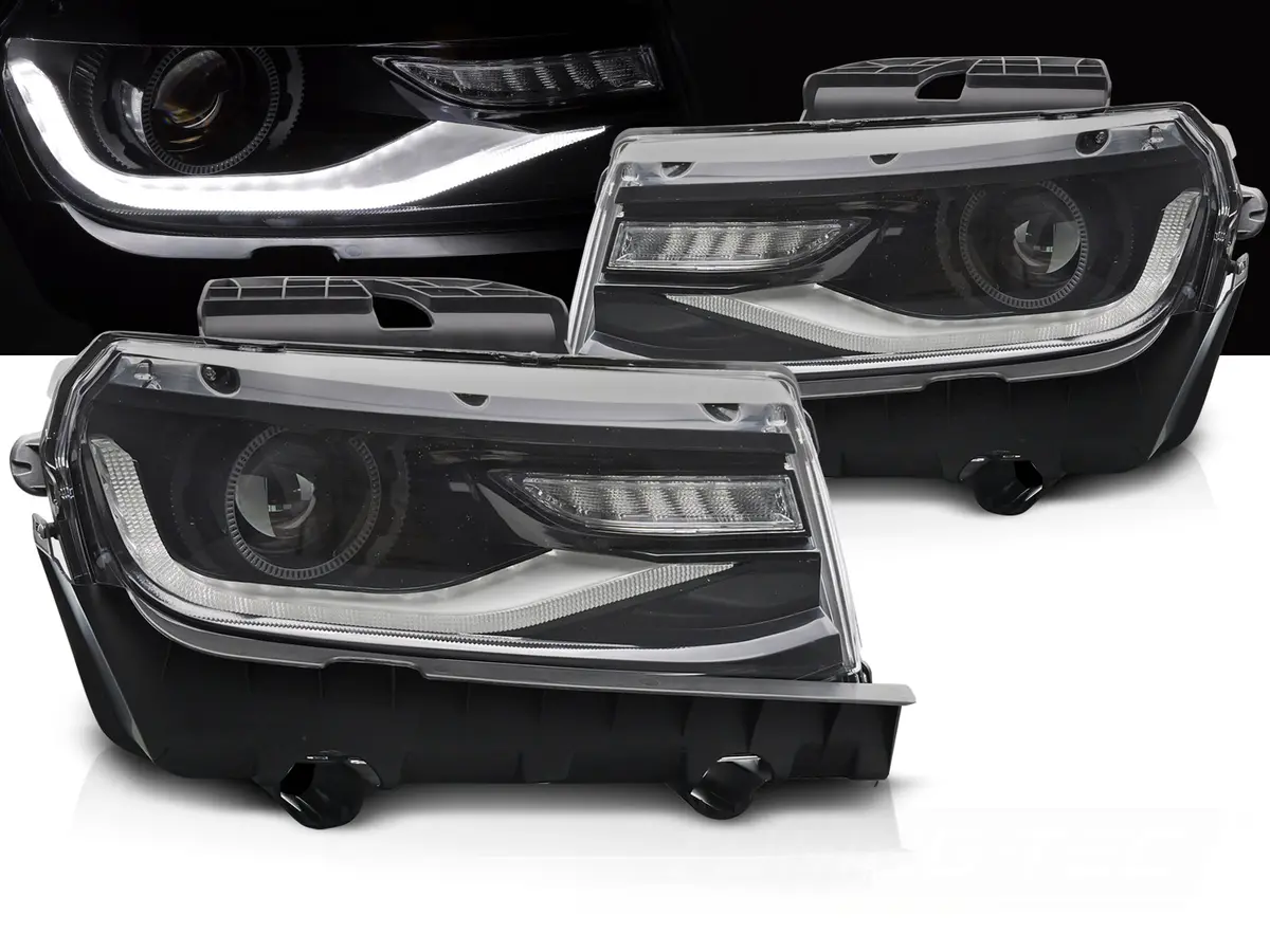 Front Tube Headlights Chevrolet Camaro 13-15 LED Black