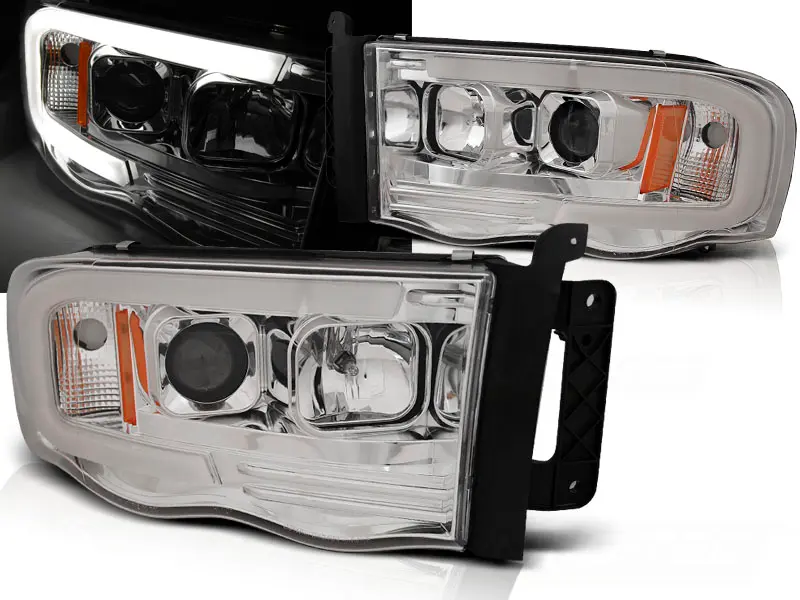 Headlights Dodge RAM 02-06 Tube Light Chrome