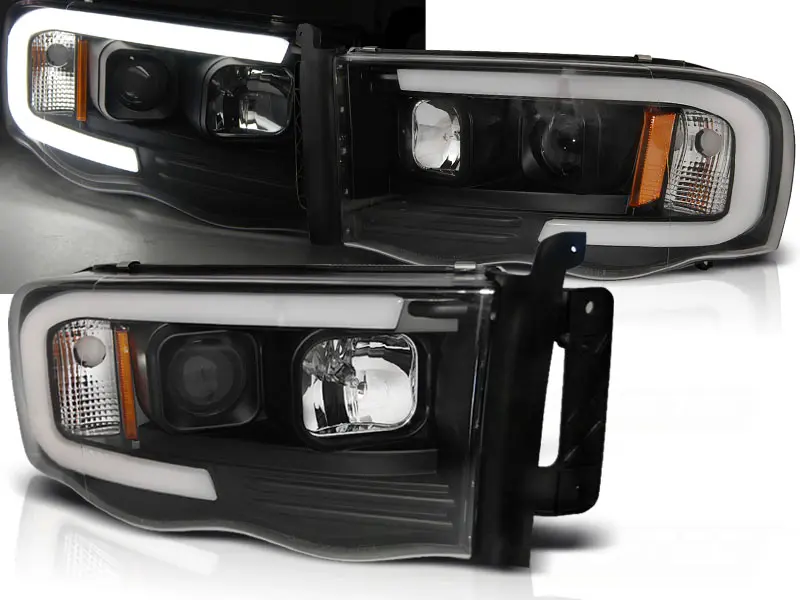 Headlights Dodge Ram 02-06 Tube Light Black