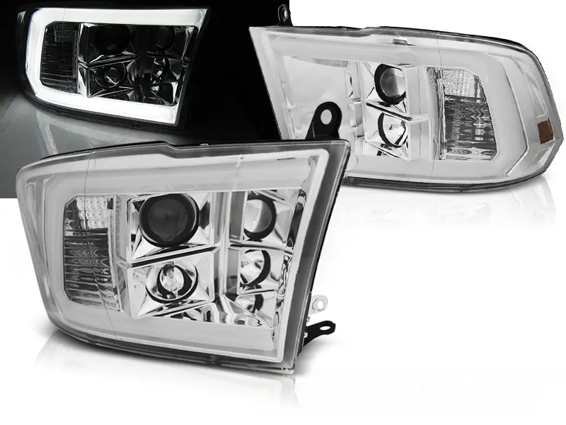 Headlights Dodge Ram 09-18 Tube Light Chrome