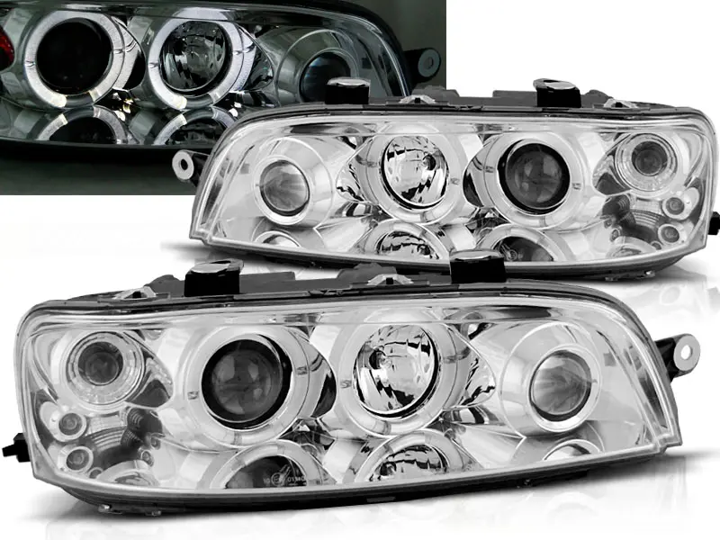 Headlights Fiat Punto 2 99-03 Angel Eyes Chrome