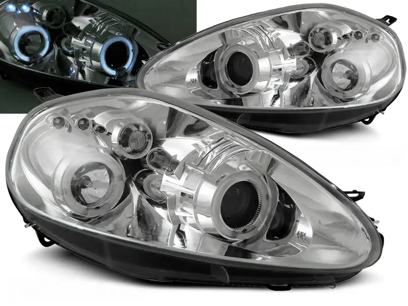 Headlights Fiat Grande Punto 05-08 Angel Eyes Chrome