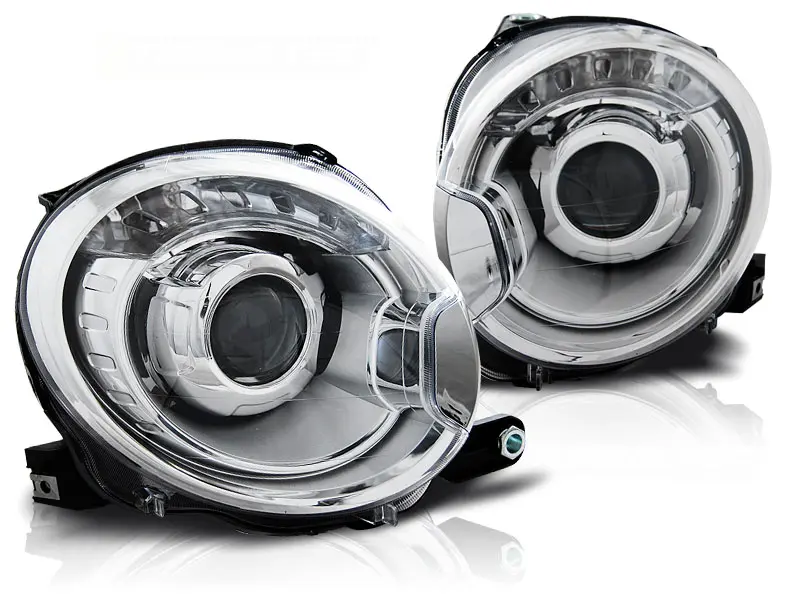 Headlights Fiat 500 07-15 Projector Chrome
