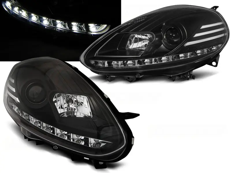 Headlights Fiat Punto Evo 09-12 DRL Black