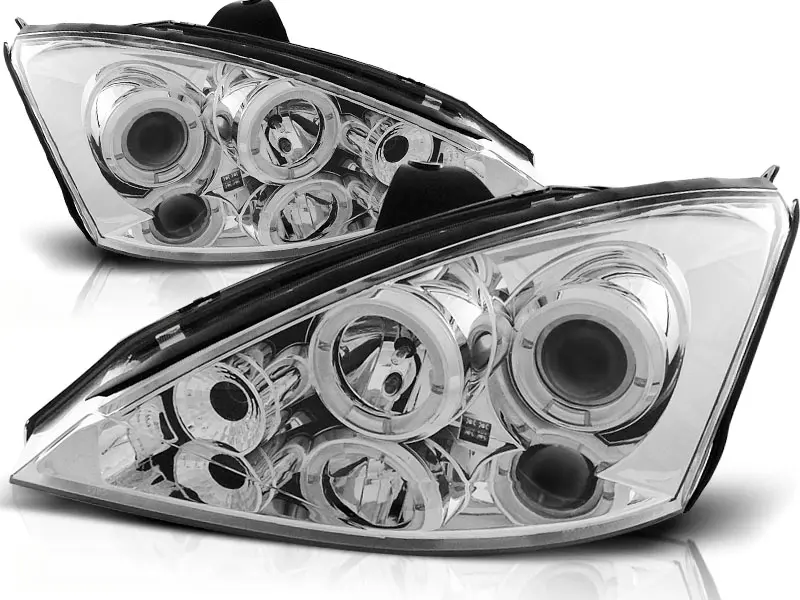Headlights Ford Focus 98-01 Angel Eyes Chrome