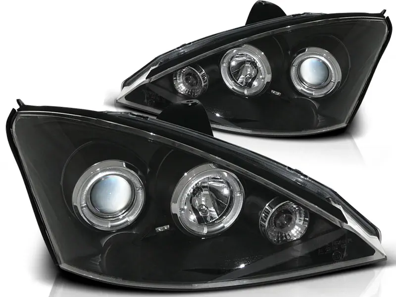 Headlights Ford Focus 98-01 Angel Eyes Black