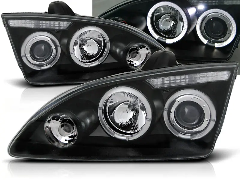 Headlights Ford Focus 04-08 Angel Eyes Black