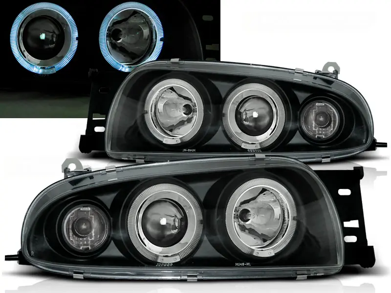 Headlights Ford Fiesta MK4 96-99 Angel Eyes Black
