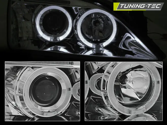 Headlights Ford Mondeo MK3 00-07 Angel Eyes Chrome – náhľad 2