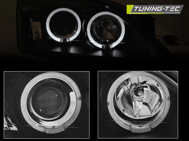 Headlights Ford Mondeo MK3 00-07 Angel Eyes Black – náhľad 2
