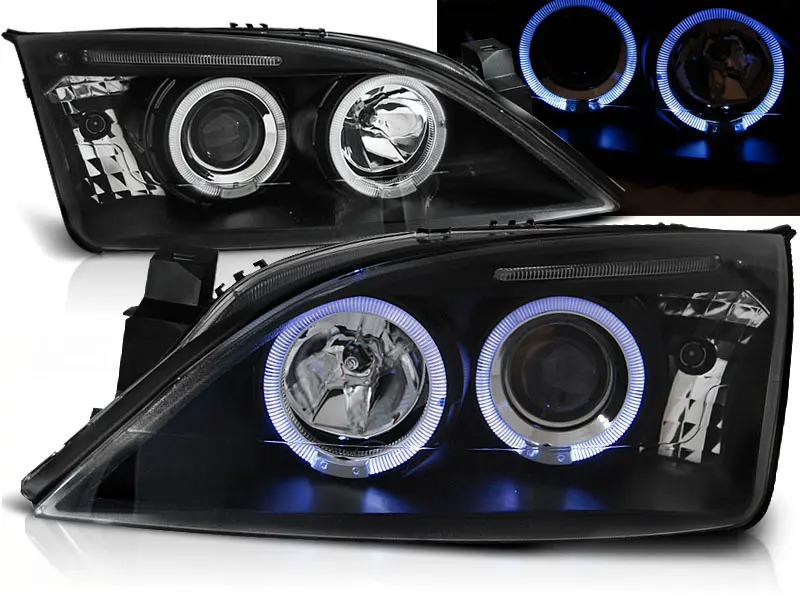 Headlights Ford Mondeo MK3 00-07 Angel Eyes Black