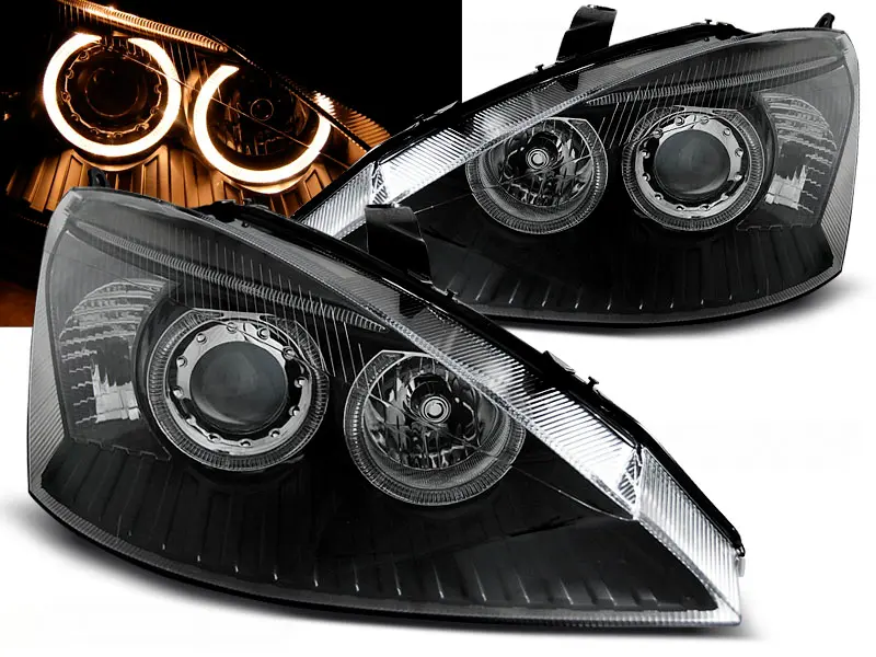 Headlights Ford Focus 98-01 Angel Eyes Black