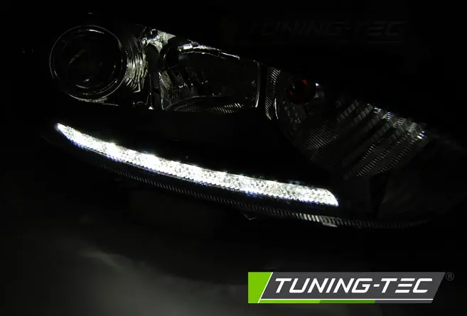 Headlights Ford Fiesta MK7 13-16 DRL LED Black – náhľad 2