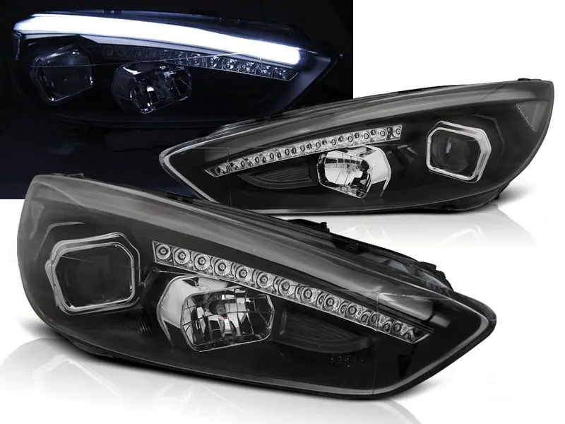 Headlights Ford Focus 3 15-18 DRL Black