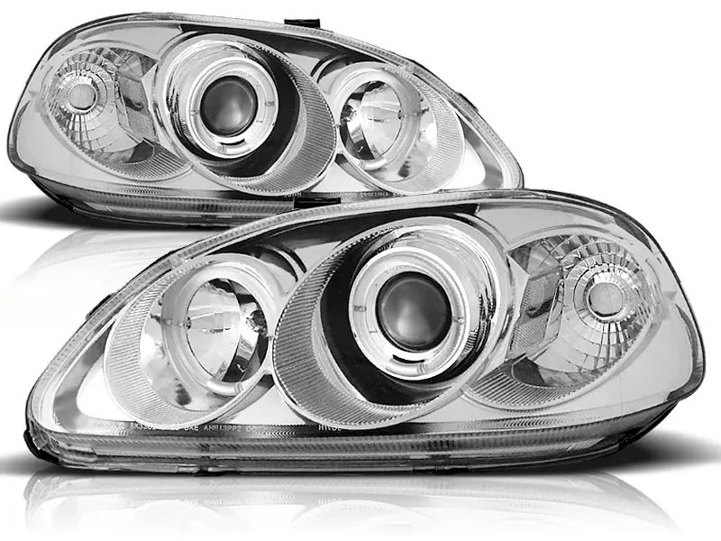 Headlights Honda Civic 99-01 6 Angel Eyes Chrome