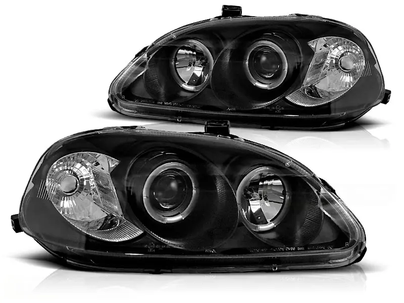 Headlights Honda Civic 6 99-01 Angel Eyes Black