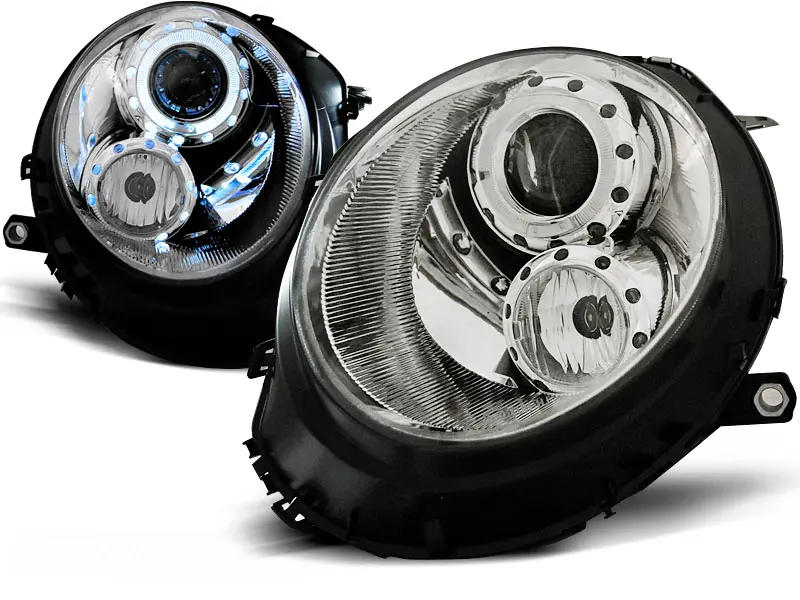 Headlights Mini Cooper 06-14 Angel Eyes Chrome