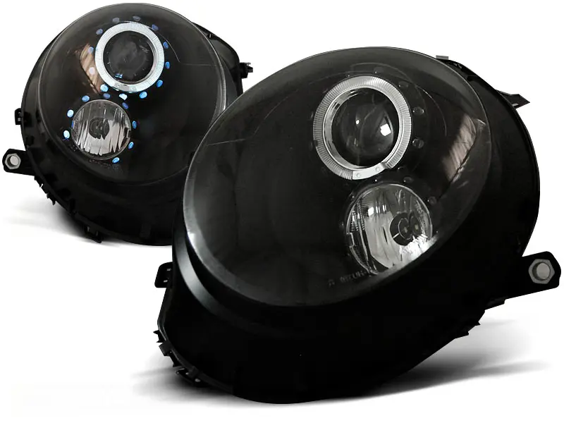 Headlights Mini Cooper 06-14 Angel Eyes Black
