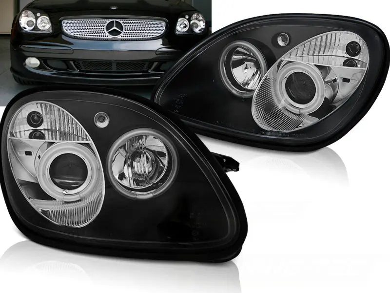 Headlights Mercedes SLK R170 96-04 Angel Eyes Black