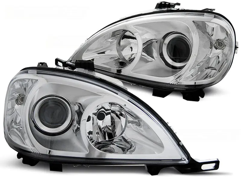 Headlights Mercedes ML W163 98-01 Angel Eyes Chrome