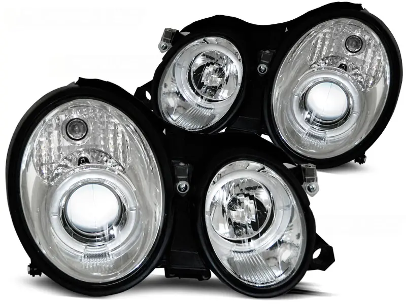 Headlights Mercedes CLK W208 97-02 Angel Eyes Chrome
