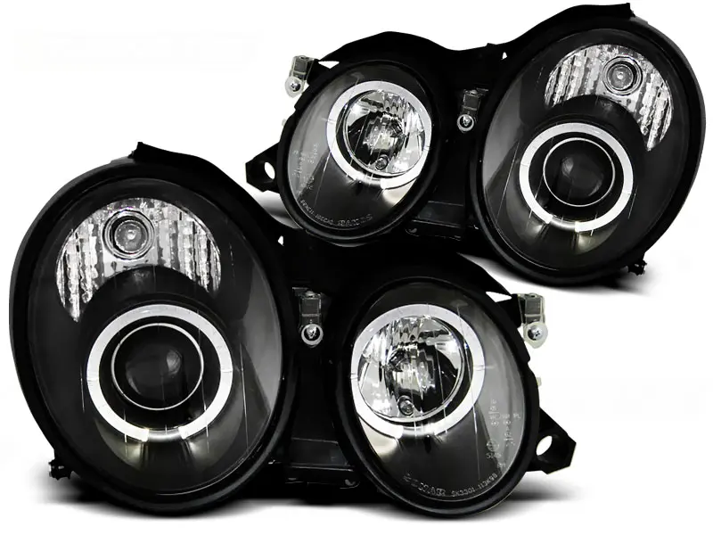 Headlights Mercedes CLK W208 97-02 Angel Eyes Black