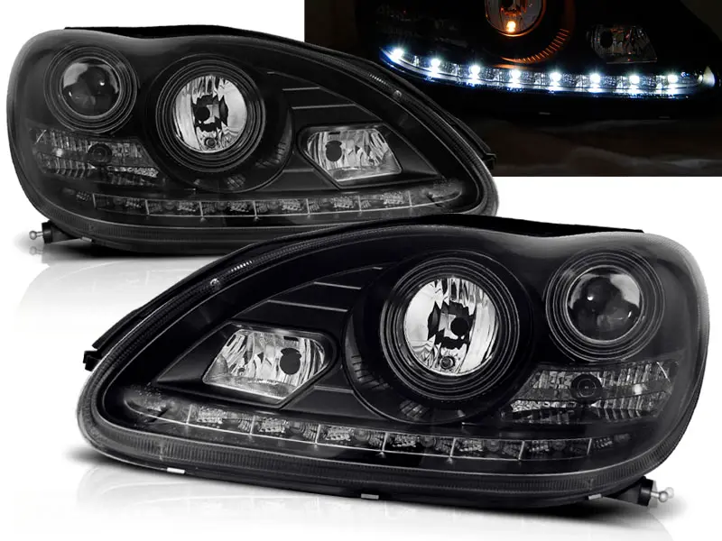 Headlights Mercedes W220 S 98-05 Devil Eyes Black