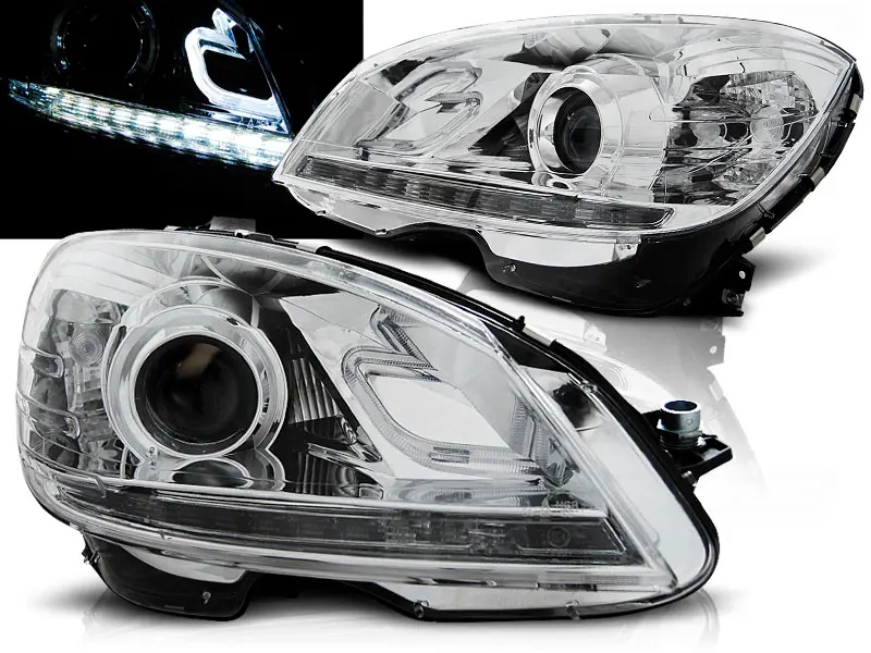 Headlights Mercedes W204 07-10 Chrome