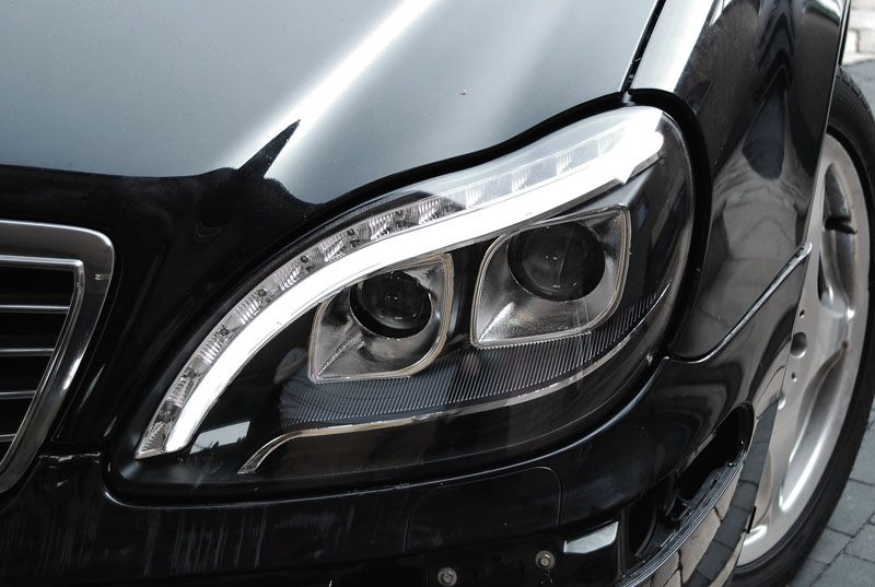 Headlights Mercedes S W220 98-05 Tube Light Black – náhľad 4