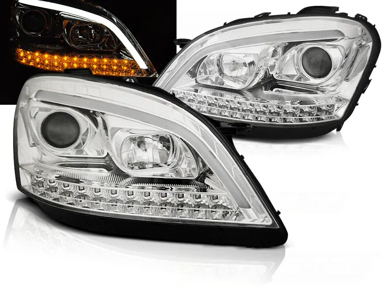 Headlights Mercedes W164 ML 05-08 Tube Light Chrome
