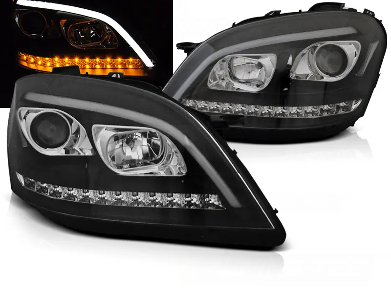 Headlights Mercedes W164 ML 05-08 Tube Light Black