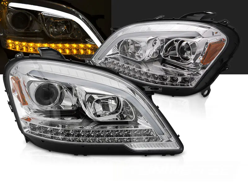 Headlights Mercedes W164 ML 09-11 Tube Light Chrome