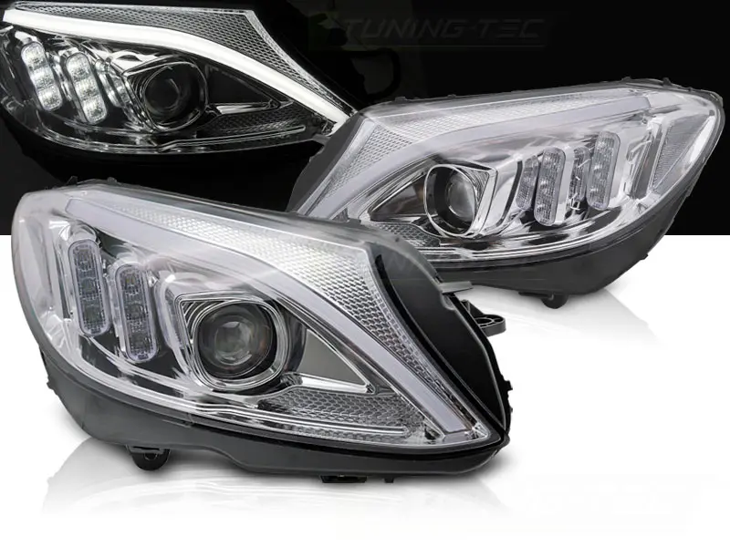 Headlights Mercedes C W205 14-18 Tube LED Chrome